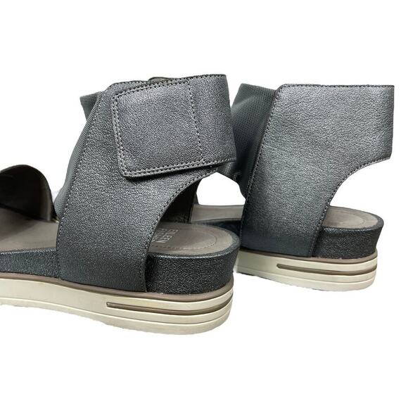 Eileen Fisher Spree Sport Platform Sandal Gray Silver Size 8.5 Leather Upper - Picture 10 of 13